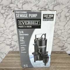 Everbilt Sewage Pump Submersible 3/4 HP 110 GPM Cast Iron 2in 115V
