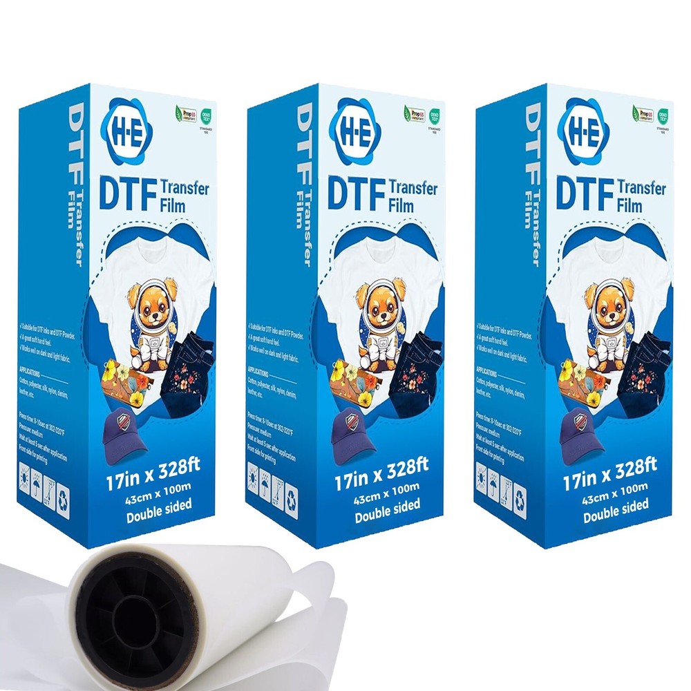 Bulk 3 rolls 17in x 328ft DTF Transfer Film Premium Roll – Double Sided DTF Film