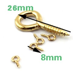 Eye Pins Hooks Eyelets Screw Threaded Mini Eyepins Hook 8mm 10mm 15mm 22mm 26mm