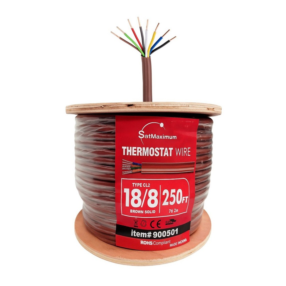 250ft – 18AWG Thermostat Alarm Security HVAC Wire Brown 18/8 CL2 Solid CCA Cable