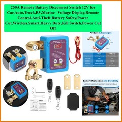 250A Remote Battery Disconnect Switch 12V for Car,Auto,Truck,RV,Marine | Volt…