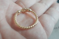 NEW.DavidYurman.Cable Buckle Sterling GOLD 18K Diamond Buckle Ring Sz 8