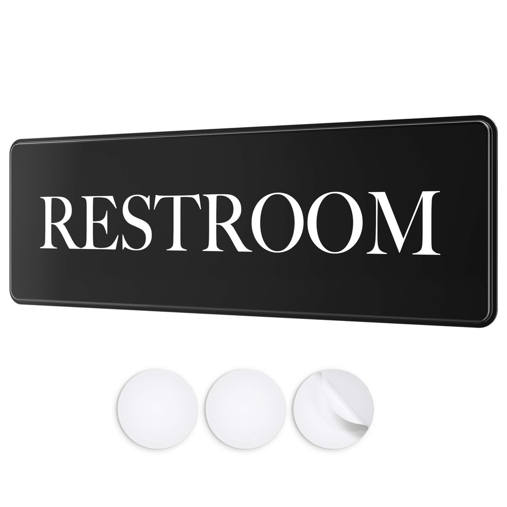 Restroom Sign – Ideal Bathroom Signs for the 9″L x 3″W, Black