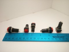 5X Pack PBS-12A On Off 2 Pins Push Button Power Switch 3A 250V Squared Red Lot