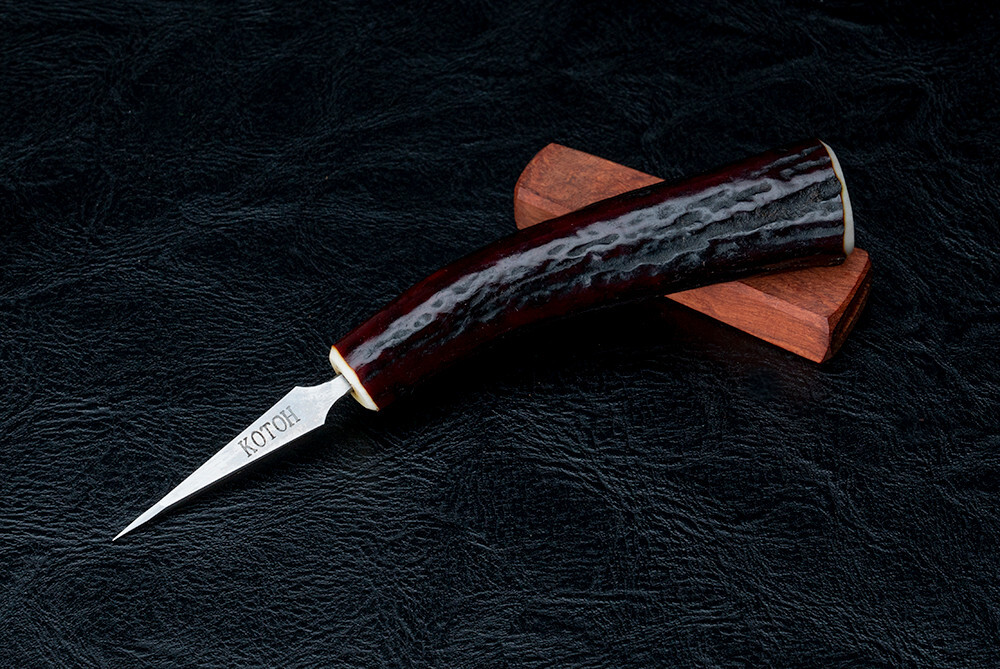 Kotoh Knife Works 5.38″ Kotoh-I Ice Pick Stag Horn Handle w/ Wood Sheath