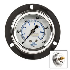 2.5″ Liquid Filled Pressure Gauge 0-100 PSI 1/4″ NPT CBM Panel Flush Mount