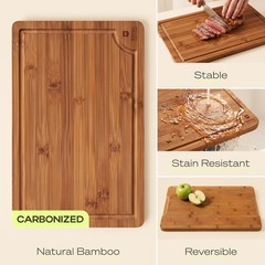 ROYAL CRAFT WOOD Bamboo Cutting Board Set Carbonized Brown 4 Pcs