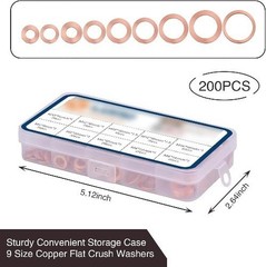 Pack-200 Automobile Copper Flat Gasket Assortment Combination Set, Engine Oil Pa