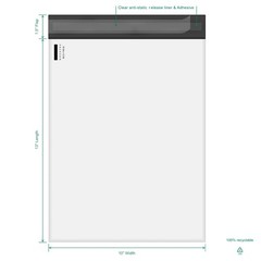 100 PCS 10×13 Inch Matte White Poly Mailers Waterproof Shipping Bags Envelopes