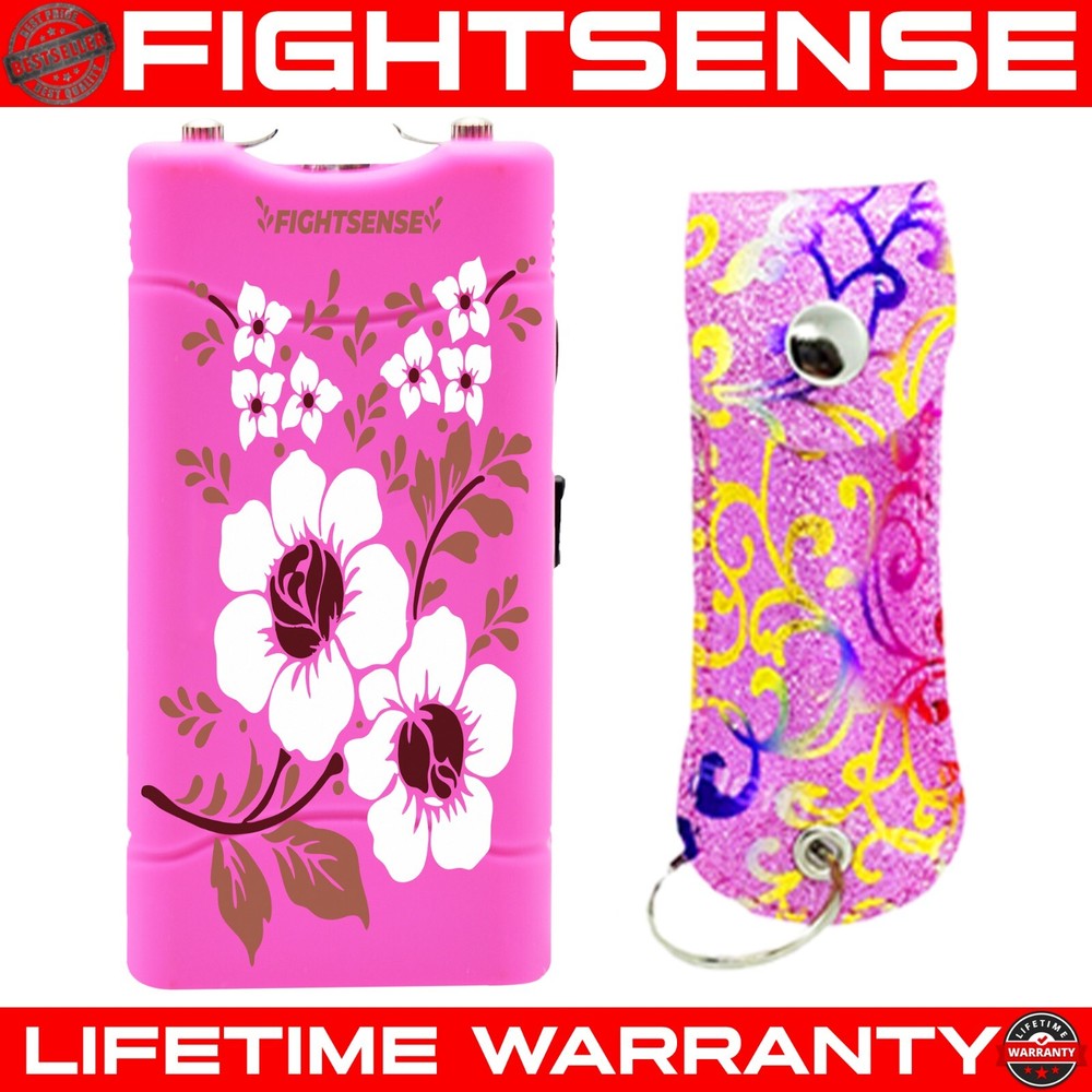 Mini Stun Gun and Pepper Spray for Self Defense -Extremely Powerful Pink