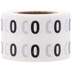 White with Black Number Stickers | 0.5″ Inch Round | 1000 Pack | Pick from 0-20