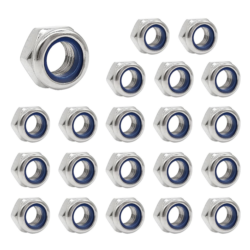 Quacc 20pcs M6 Nyloc Steel Nuts, Nylon Locknuts for Fastener, Nylon Inserted …