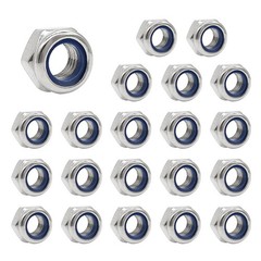 Quacc 20pcs M6 Nyloc Steel Nuts, Nylon Locknuts for Fastener, Nylon Inserted …