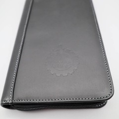 Leed’s Black Leather Personal Ogranizer Folio Travel Wallet Planet Fitness Logo