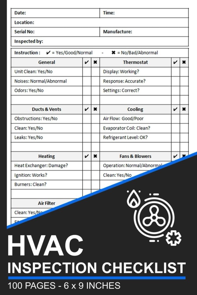 HVAC Inspection Checklist: HVAC Safety & Maintenance Inspection Forms Book | Rec
