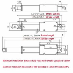 Mini Micro Linear Actuator 1.4LBS 12V 2″ 50MM Stroke Fast Speed Up To 6inch/s