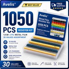 1050 Pcs 30 Values Resistor Kit 1/4 W +-1% Metal Film Fixed Resistors Assortment