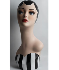 Fiberglass Vintage Costume Style Painted Adult Female Mannequin Head Display