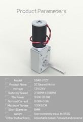 Worm Gear Motor DC 12V 24V Reversible High Torque 5840-31ZY Shaft Length 51 mm