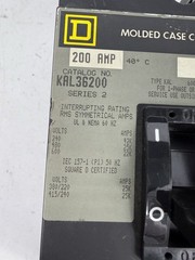 Square D KAL36200 200 Amp 600V 3-Pole Circuit Breaker 200A 600 VAC Tested