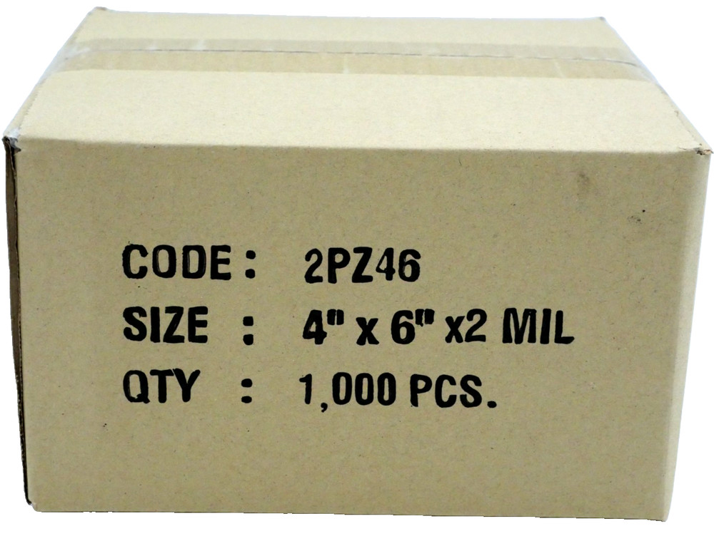 4×6 Clear Resealable Poly Bags 2 Mil Zip Lock Bags – 1000/Case–Storage