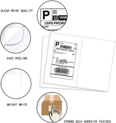 2000 8.5×5.5 Half Sheet Shipping Labels Rounded Corner Self Adhesive 2 Per Sheet