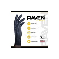 SAS Safety Raven Powder-Free Nitrile 7mil Black Glove XL 100-Box #66519