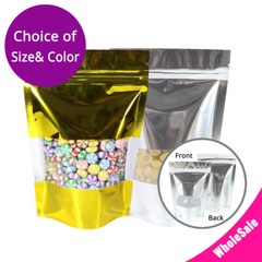 Multi-Clolor & Size Glossy Foil Mylar Stand Up Zip Lock Bag w/ Rectangle Window