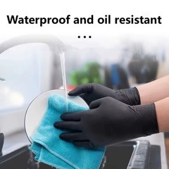 20/50/100PCS Black Nitrile Disposable Gloves Thick Waterproof Cleaning Tattoo