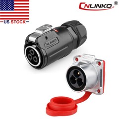 CNLINKO 3 Pin Power Connector Female Plug & Male Socket Waterproof Heavy Duty