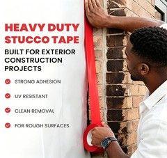 Stucco Tape 2 Inch x 60 Yards 3 Rolls UV Resistant Outdoor Masking Tape Red