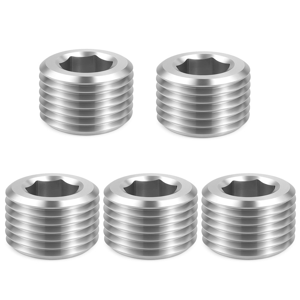 5 PCS 3/8″ NPT Male Pipe Plug Stainless Steel Pipe Plug Fitting Set Hex Counter