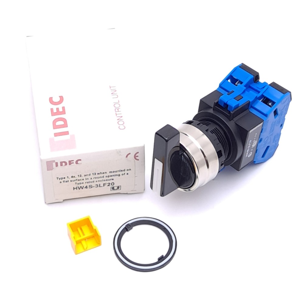 IDEC HW4S-3LF20 Selector Switch, 3-Position, Maintained, 2 NO, ø22mm Mounting