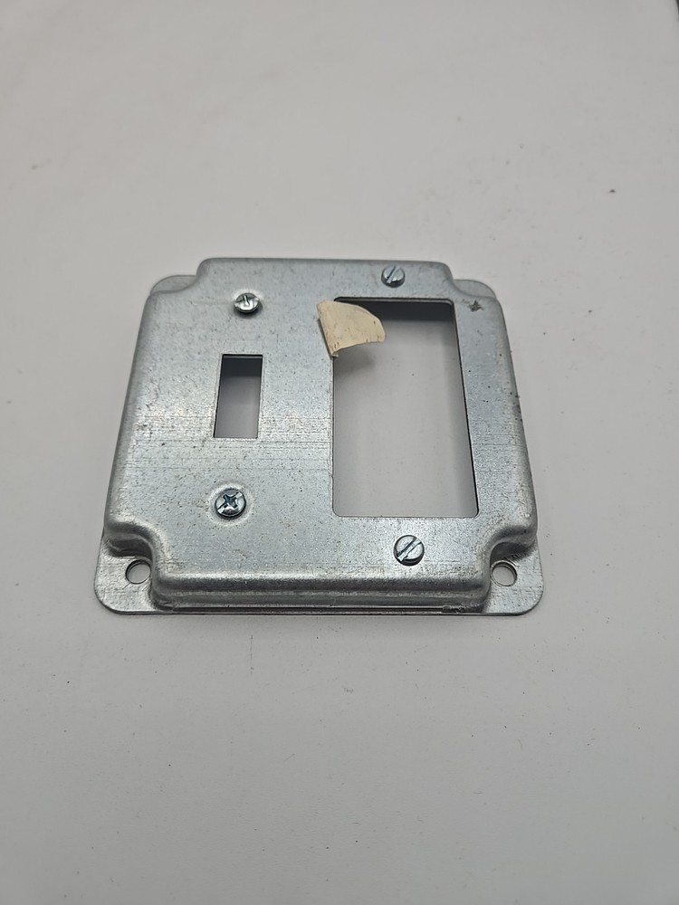 Hubbell Raco 814C 4 in. Square Cover, Exposed Work, 1 GFCI And 1 Toggle Switch