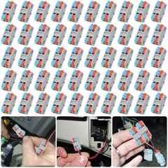 50 PCS Lever Wire Connectors Kit Push-In Quick Splice Terminal Blocks 24-12 AWG