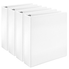 3 Ring Binders, 2 Inch, 4 Pack, D-Ring Organizer for School, Home Office, White