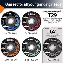 24-Pack Flap Discs, 4-1/2″ X 7/8″, Zirconia Grinding Wheel, 40/60/80/120 Grit