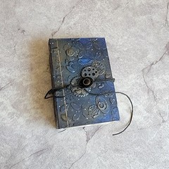 Blue Green Mushroom and Moon Goddess Handmade Junk Journals with Ephemera Folio