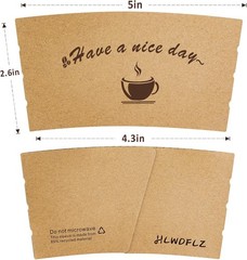 Kraft Paper Coffee Cup Sleeves 50 Packs – Coffee Sleeves, Disposable Corrugated