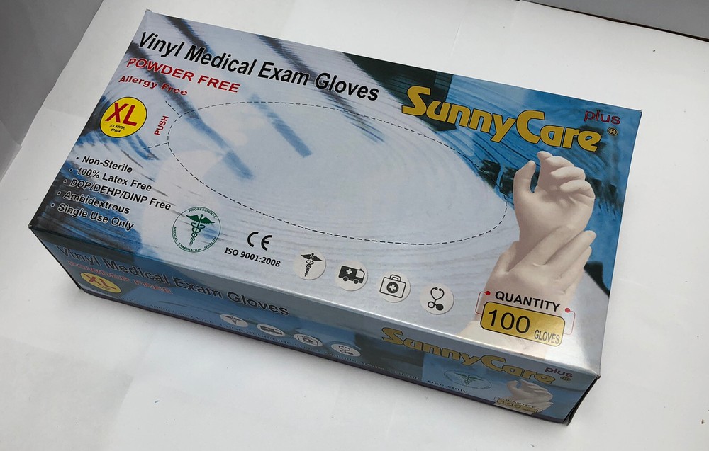 100Pcs Powder Free Vinyl Medical Exam Gloves XLarge Non Latex Non Sterile