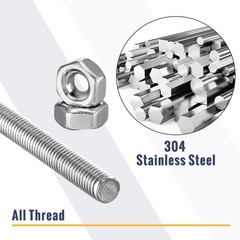 6 Pieces 8/32 Inch 4mm 12 Inch Threaded Rod with Hex Nuts Set Includes 4mm x …