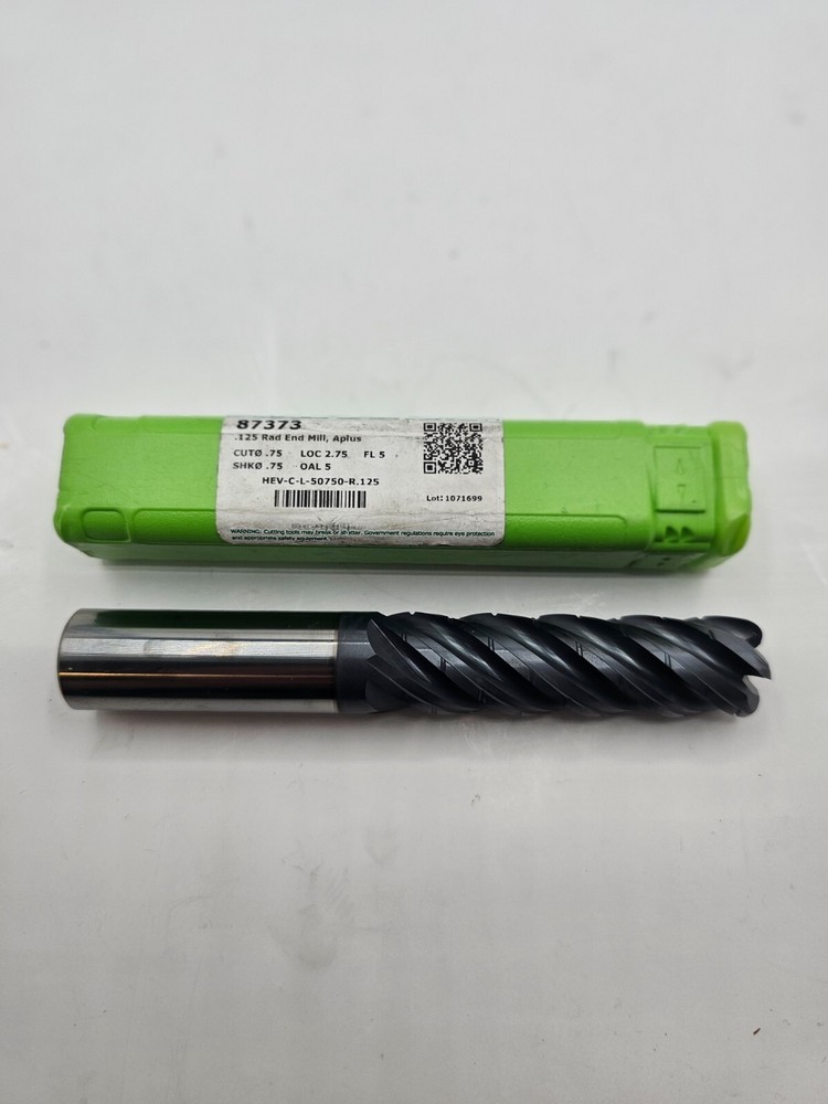 Helical Corner Radius End Mil 3/4″ Dia 0.1250″ Radius, 5 FL Solid Carbide 87373