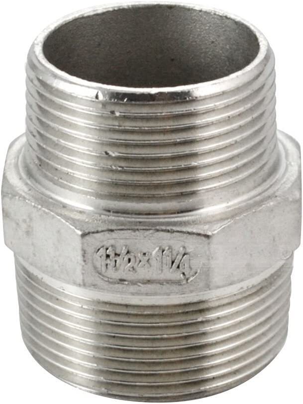 1-1/2″ to 1-1/4″ male NPT Hex Nipple Pipe Fitting Reducer Reducing Adapter SS304