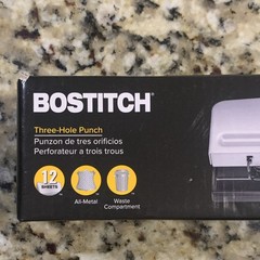 Bostitch Three-Hole Punch 12-Sheet All-Metal with Waste Compartment