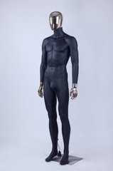Gold removalbe head and hands full body black spary painted male mannequin -GM1
