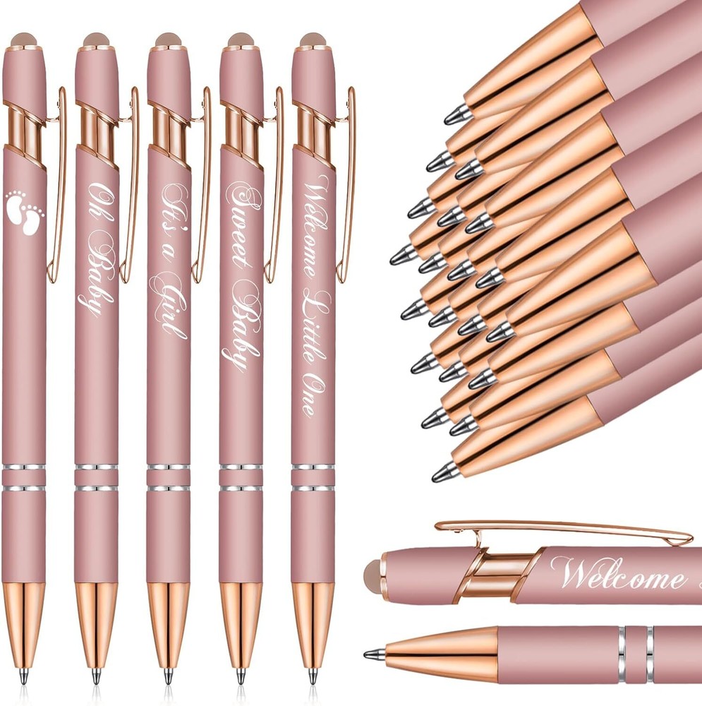50 Pcs Baby Shower Pens with Stylus Tip Metal 50 Count (Pack of 1), Rose Gold