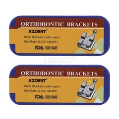 AZDENT Dental Orthodontic Bracket Braces Mini Roth/MBT .022 Hooks 345 Laser Mark
