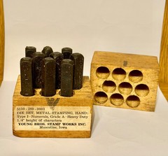 Vtg Young Bros 1/4 Inch 6.4mm Steel Stamps Numbers Numeral STAMP Set 9 Pcs