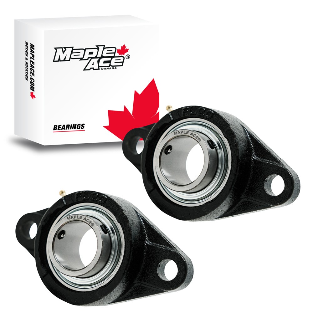 UCFL204 Flange Bearing 20mm Bore, Oval 2-Bolt, Solid Base, 3 Lips Seal (Qty 2)