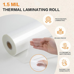 Laminating Film Roll, 25″ X 500′ 1.5 Mil Thermal Laminating Roll Clear Gloss wit
